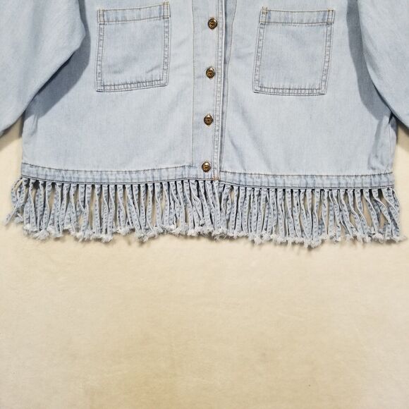 CMC Color Me Cotton Medium Top Denim Blue Light Wash Fringe Western Rodeo Ranch - Picture 2 of 8